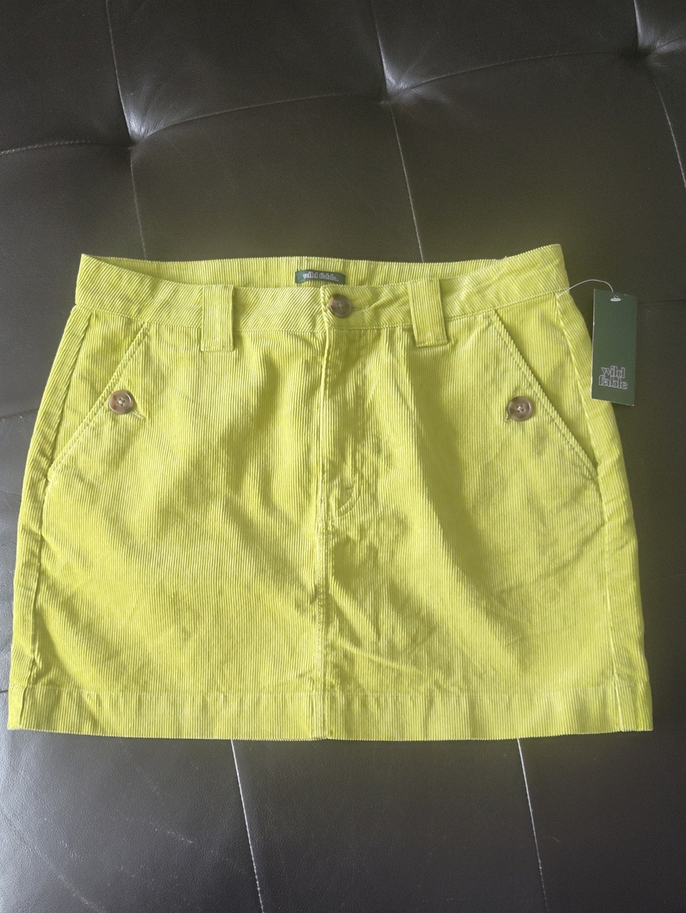 Green Corduroy Mini Skirt